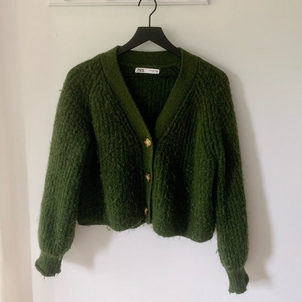 Zara Green Cardigan Sweater
